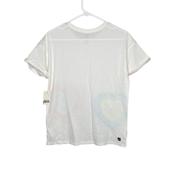 NEW Tea Collection Heart Rainbow Roll Tab Short Sleeve Graphic Tee Size 16 - Picture 2 of 5